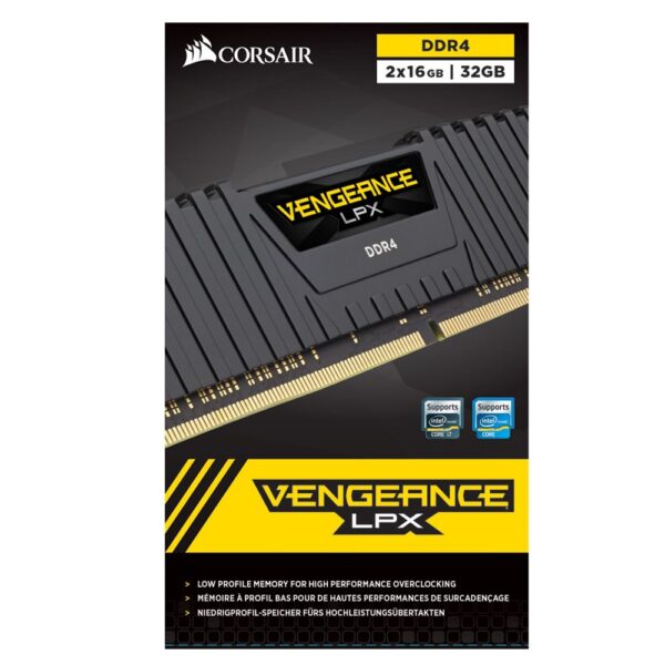 Corsair Vengeance LPX 32GB (2 x 16GB) DDR4-3200 PC4-25600 CL16 Dual Channel Desktop Memory Kit CMK32GX4M2E3200C16 - Black - Image 3