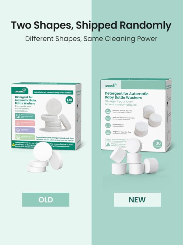 GROWNSY Detergent Washing Tablets 130 PCS for Momcozy, Baby Brezza Bottle Washer, Compatible with All Brands Baby Bottle Washers - Image 3