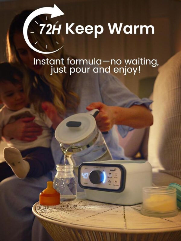 GROWNSY Baby Instant Warmer, Glass Water Boiler with Accurate Temperature Control for Formula, Coffee and Tea, 1.3 Liter Electric Kettle with LCD Display and Timer - Image 7
