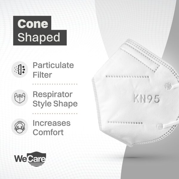 WeCare KN95 Disposable Face Mask, Adult, White, 20/Pack (8 Packs, 160 Masks) - Image 5